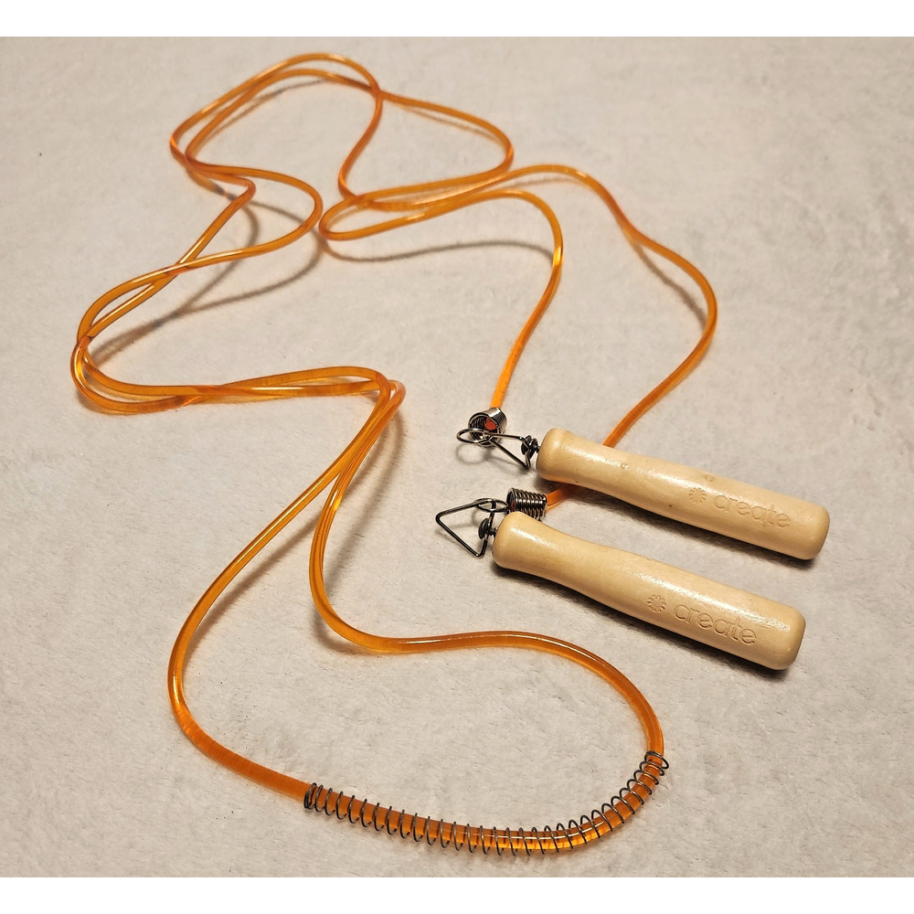 Fitness Speed Jump Rope Create Wellness Orange PVC Wood Handles Tangle-free
